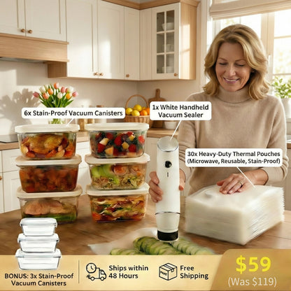 Complete Handheld Vacuum Sealer & Food Storage Bundle – Keep Food Fresh 5x Longer