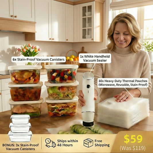 Complete Handheld Vacuum Sealer & Food Storage Bundle – Keep Food Fresh 5x Longer