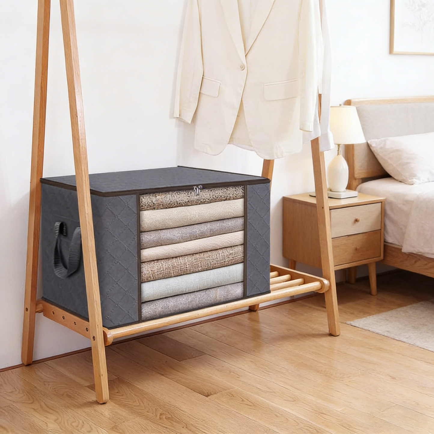 Multi-Purpose Fabric Storage Bin with Clear Window - Moisture-Proof Organizer Bag