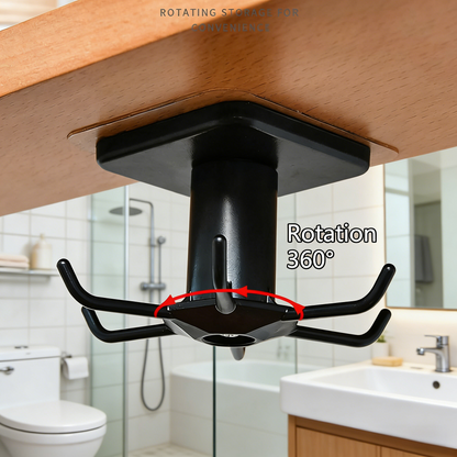 360° Rotating Under-Cabinet Hook Organizer for Kitchen & Bathroom