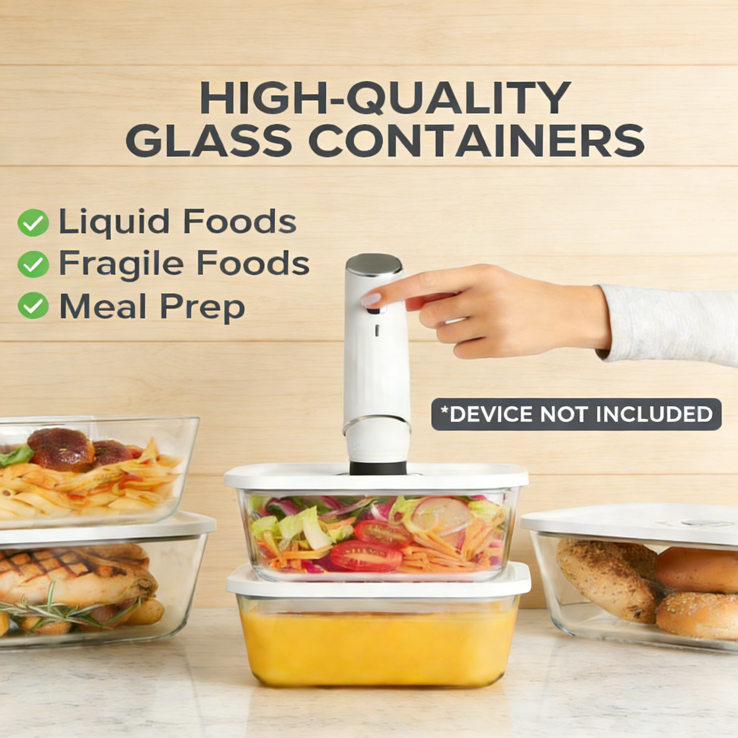 Premium Vacuum Seal Glass Food Storage Containers Set – Airtight, BPA-Free, for Meal Prep & Freshness Preservation