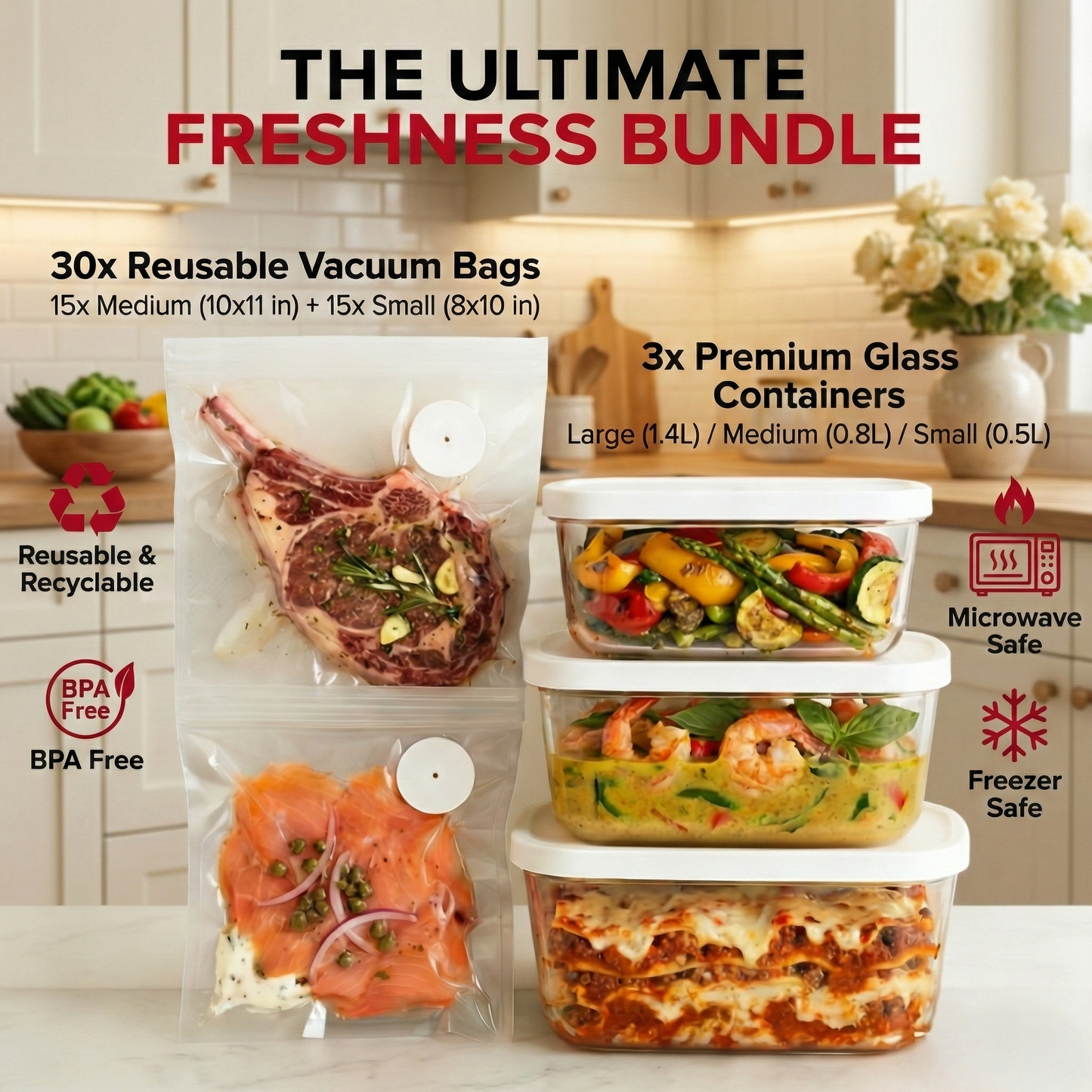Complete Handheld Vacuum Sealer & Food Storage Bundle – Keep Food Fresh 5x Longer