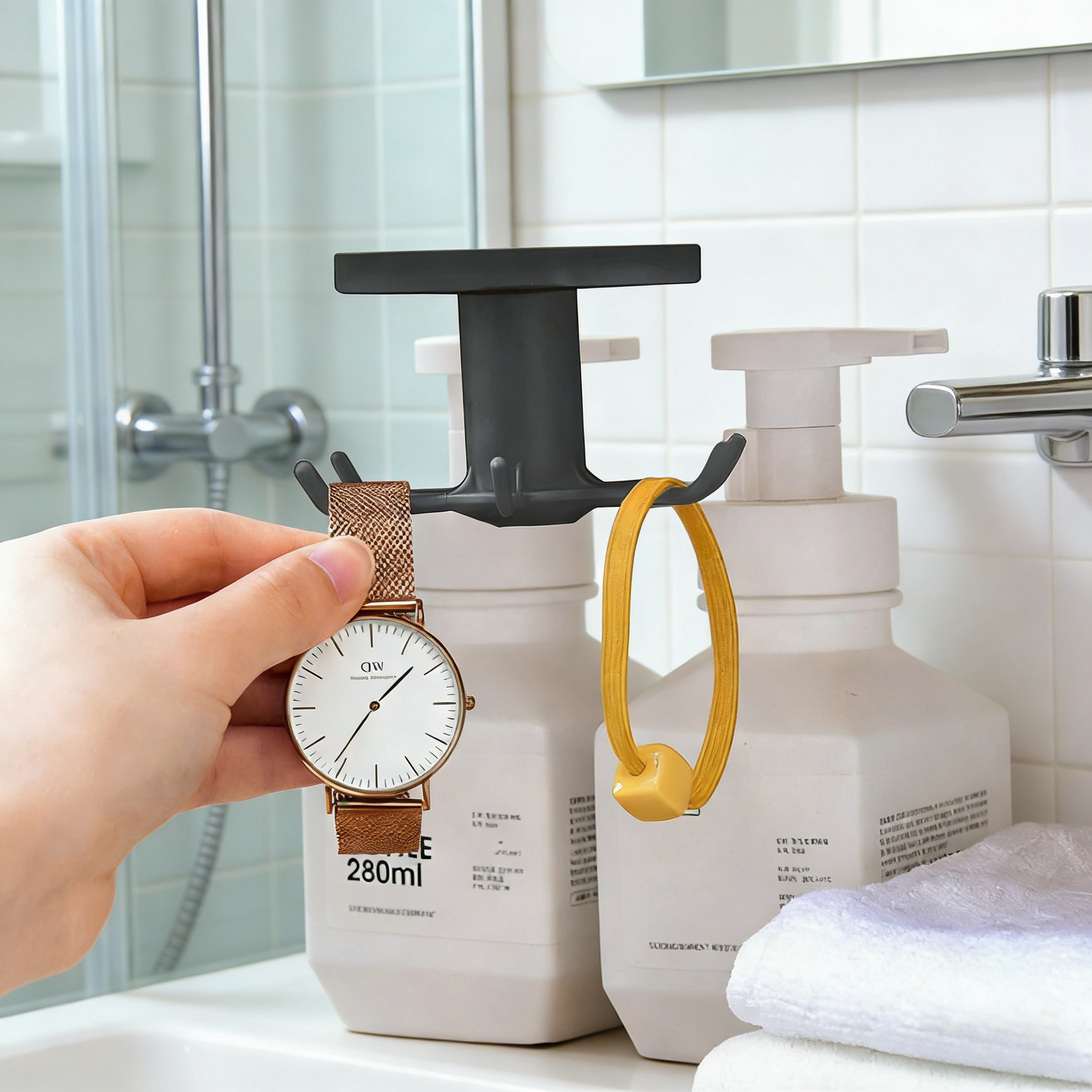 360° Rotating Under-Cabinet Hook Organizer for Kitchen & Bathroom