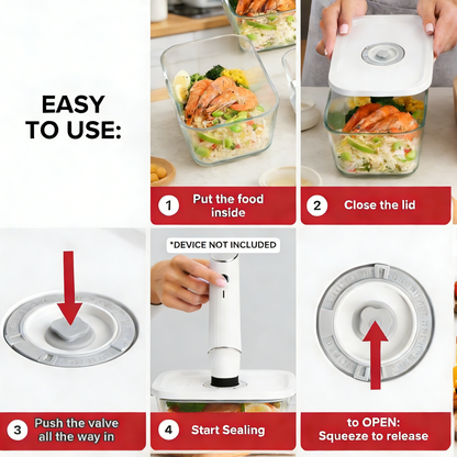 Premium Vacuum Seal Glass Food Storage Containers Set – Airtight, BPA-Free, for Meal Prep & Freshness Preservation