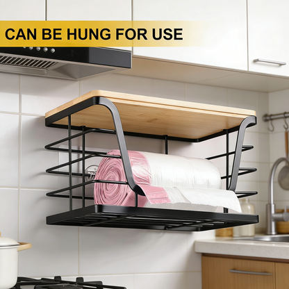 2-Size Multi-Purpose Kitchen Storage Basket with Bamboo Top