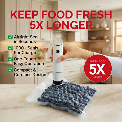 Complete Handheld Vacuum Sealer & Food Storage Bundle – Keep Food Fresh 5x Longer