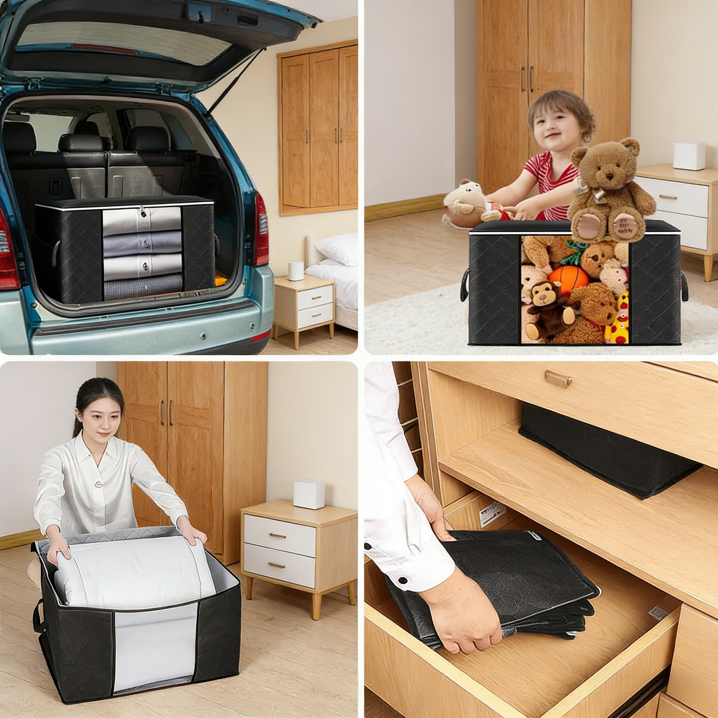 Multi-Purpose Fabric Storage Bin with Clear Window - Moisture-Proof Organizer Bag