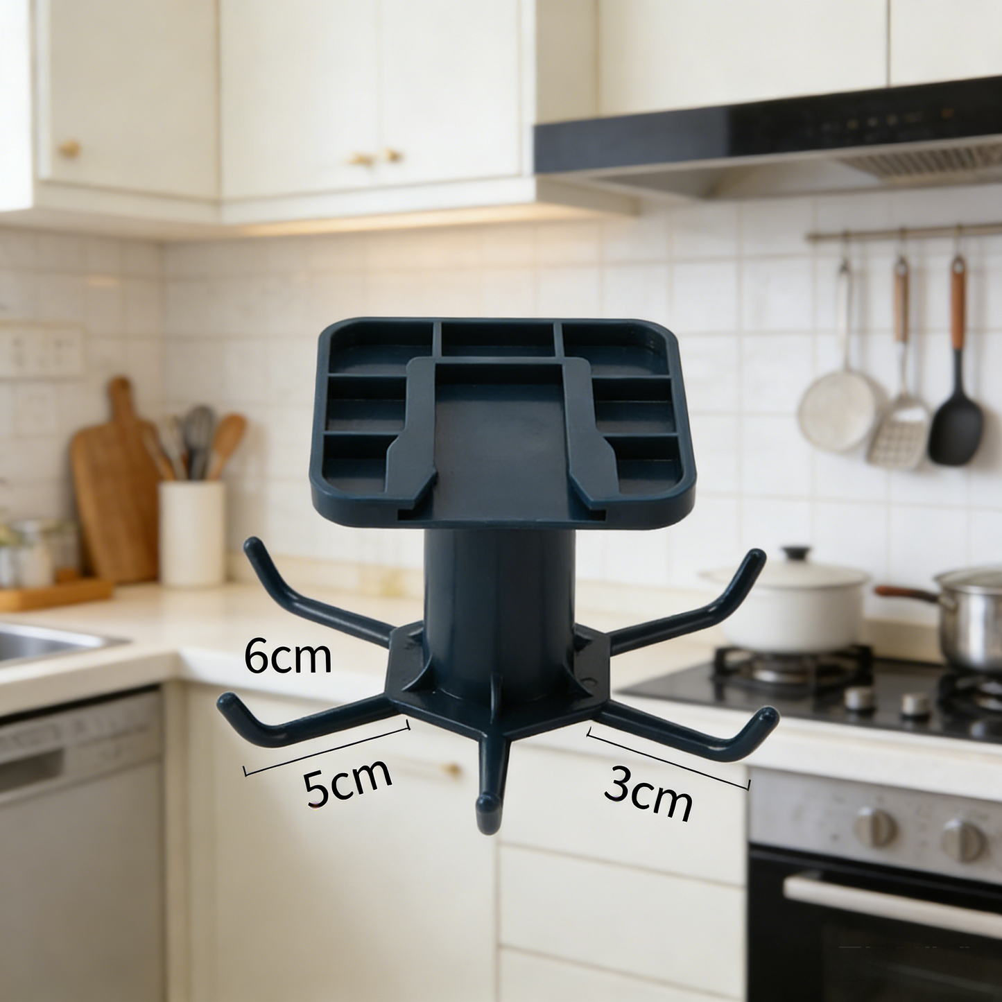 360° Rotating Under-Cabinet Hook Organizer for Kitchen & Bathroom
